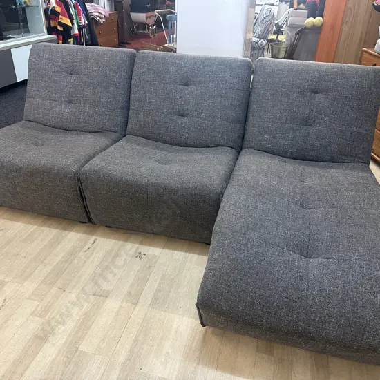 Modernist John Young Furniture Three Seater With Chaise Grey Fleck