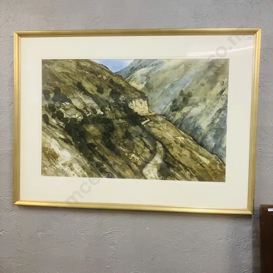 John Caldwell 'The Old Hill Road' Watercolour 1989. Framed 94 x 129cm