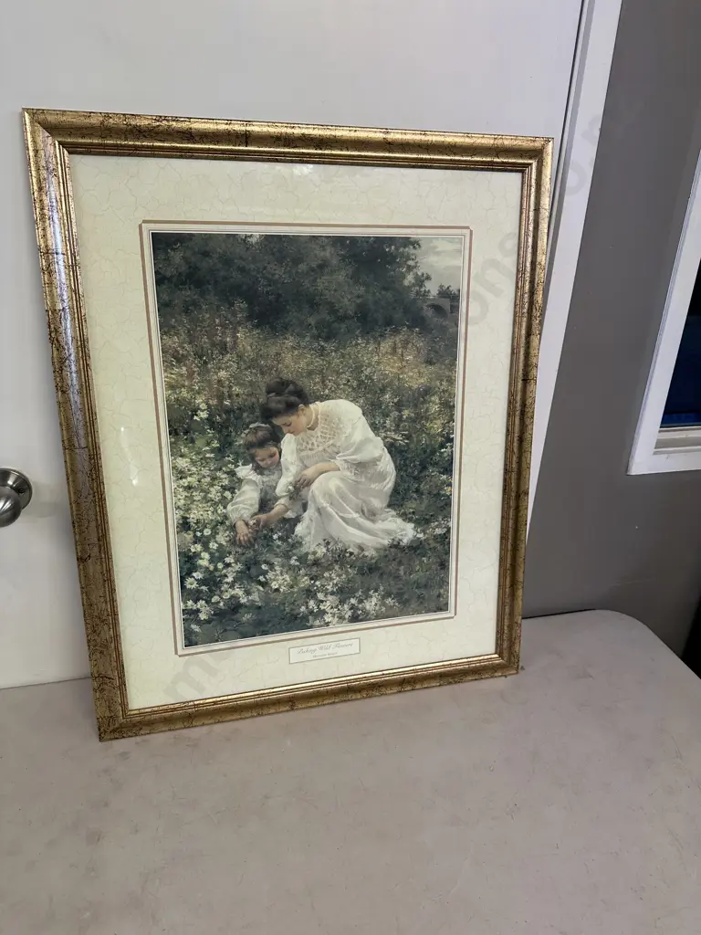 Framed Artwork Hurmann Seeger Picking Wild Flowers 78 x64cm. Image 1++