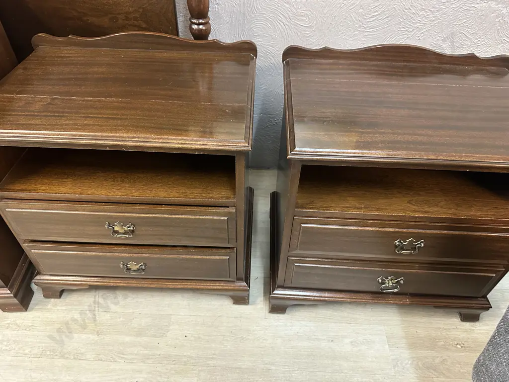Mahogany Bedroom Suite Four Piece Including Double Headboard, Dressing Table & Pair Of Bedsides.  Image 1++