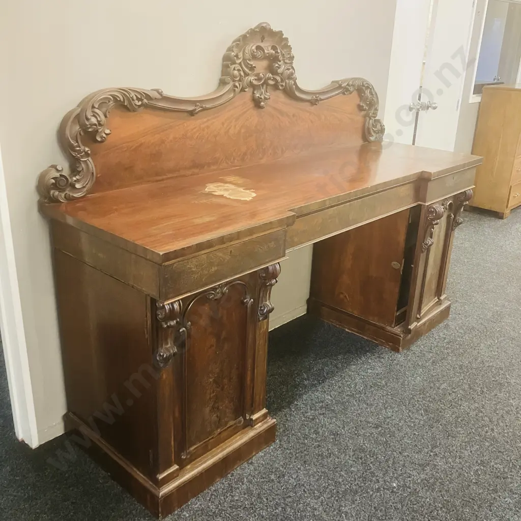 Victorian Mahogany Twin Pedestal Chiffonier, 3 Drawer, 2 Door. H155 W208.5 D64cm Image 1++