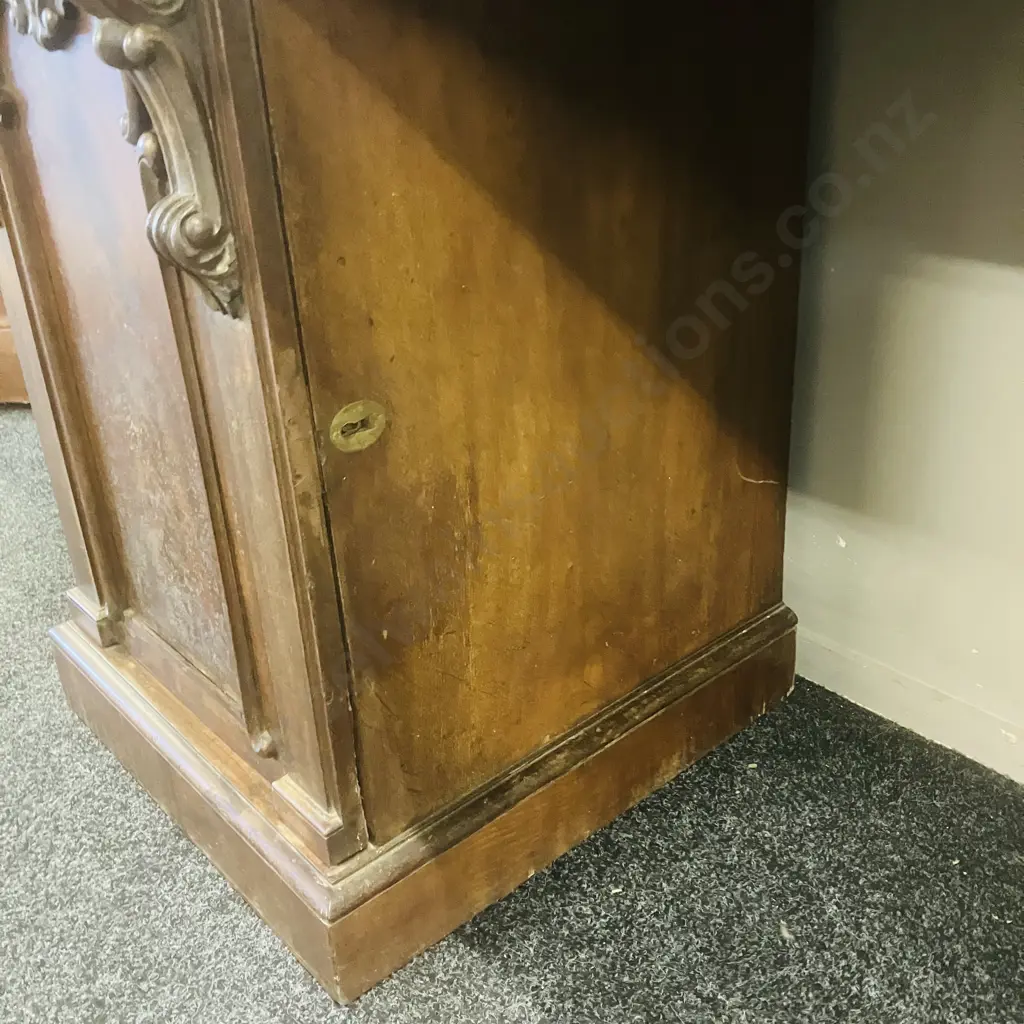 Victorian Mahogany Twin Pedestal Chiffonier, 3 Drawer, 2 Door. H155 W208.5 D64cm Image 1++