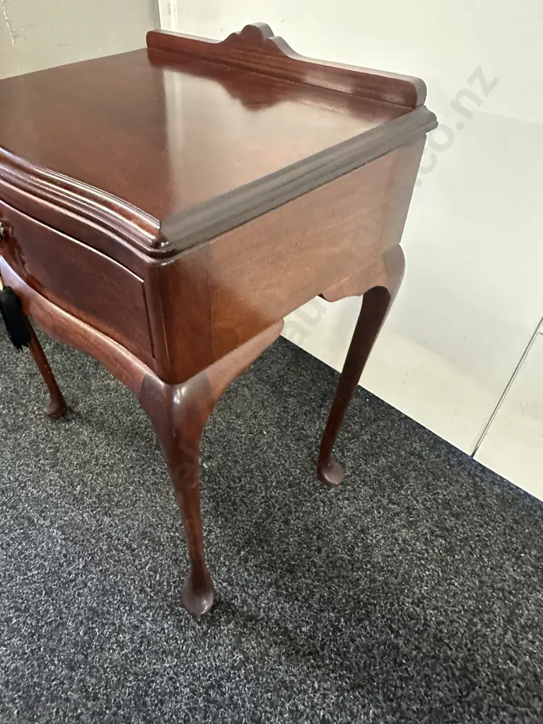 Mahogany Side Table Single Drawer Cabriole Legs H73,W58,D42cm. Image 1++