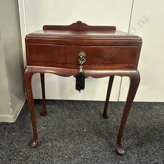 Mahogany Side Table Single Drawer Cabriole Legs H73,W58,D42cm.