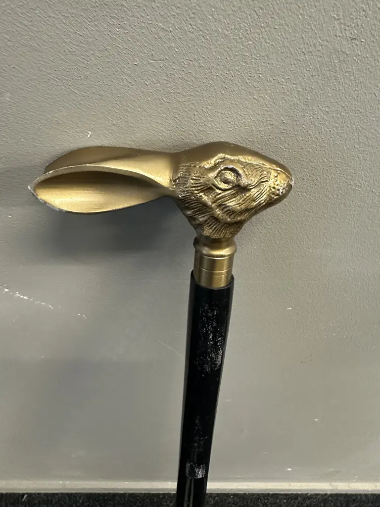 Decorative Brass Coloured Rabbit Shaped Handle Walking Stick Image 1++