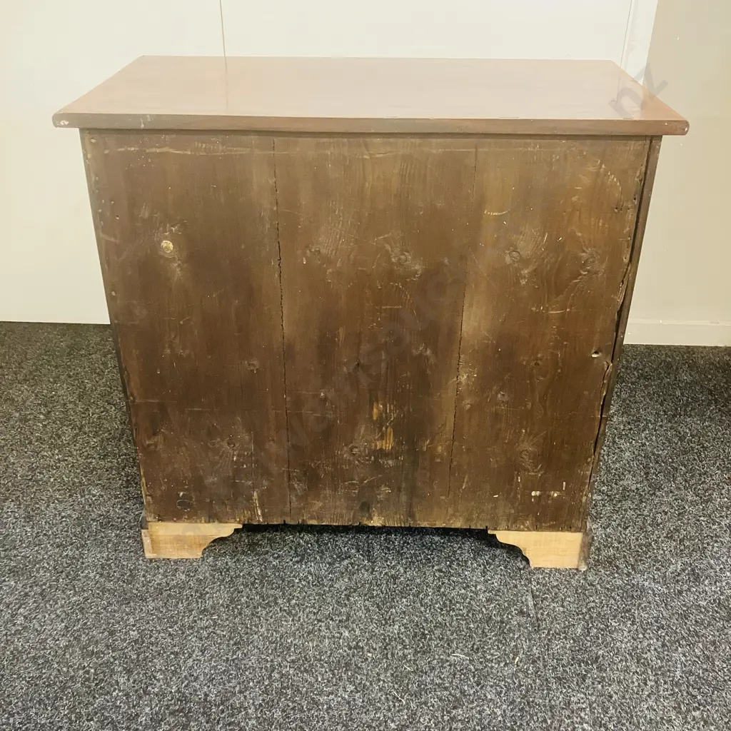 George II Period Mahogany 'Lobby Chest' Chest Of Drawers, Original Brass Handles & Escutcheons. H73 W76 D39cm (No Key) Image 1++