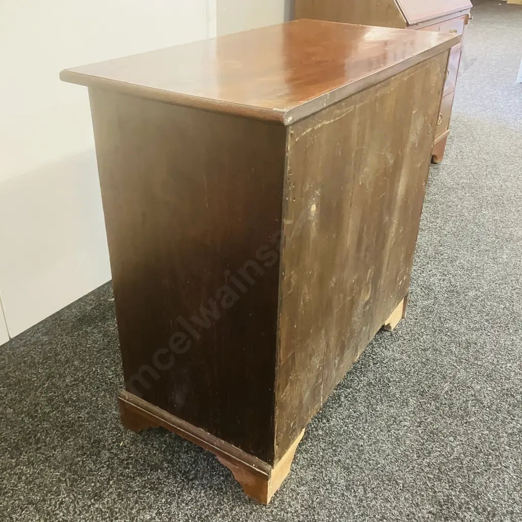 George II Period Mahogany 'Lobby Chest' Chest Of Drawers, Original Brass Handles & Escutcheons. H73 W76 D39cm (No Key) Image 1++