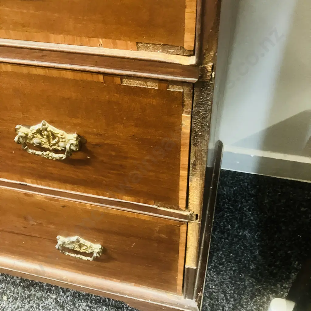 George II Period Mahogany 'Lobby Chest' Chest Of Drawers, Original Brass Handles & Escutcheons. H73 W76 D39cm (No Key) Image 1++