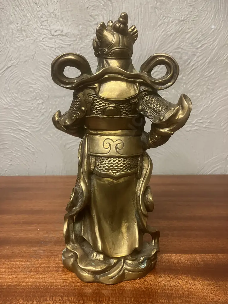 Vintage Brass Guan Gong Yu Warrior God & Guardian God Wei Tuo Veda Statues. H24cm Image 1++