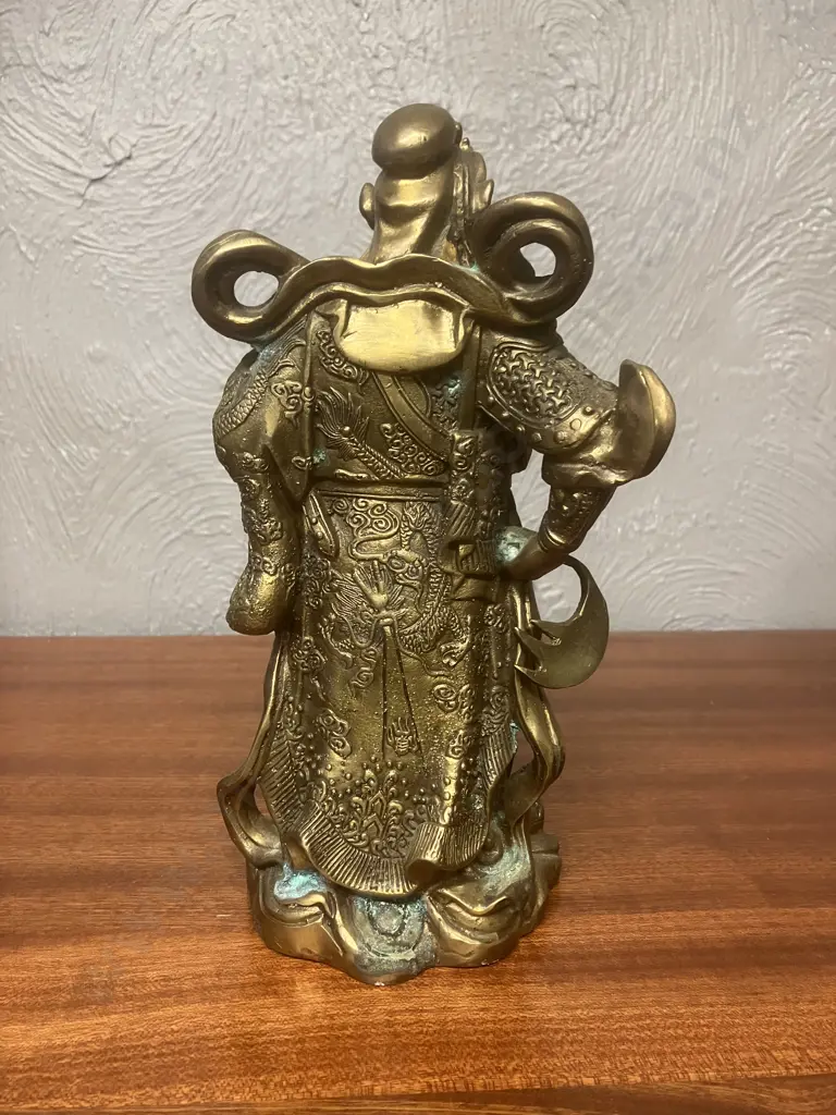 Vintage Brass Guan Gong Yu Warrior God & Guardian God Wei Tuo Veda Statues. H24cm Image 1++