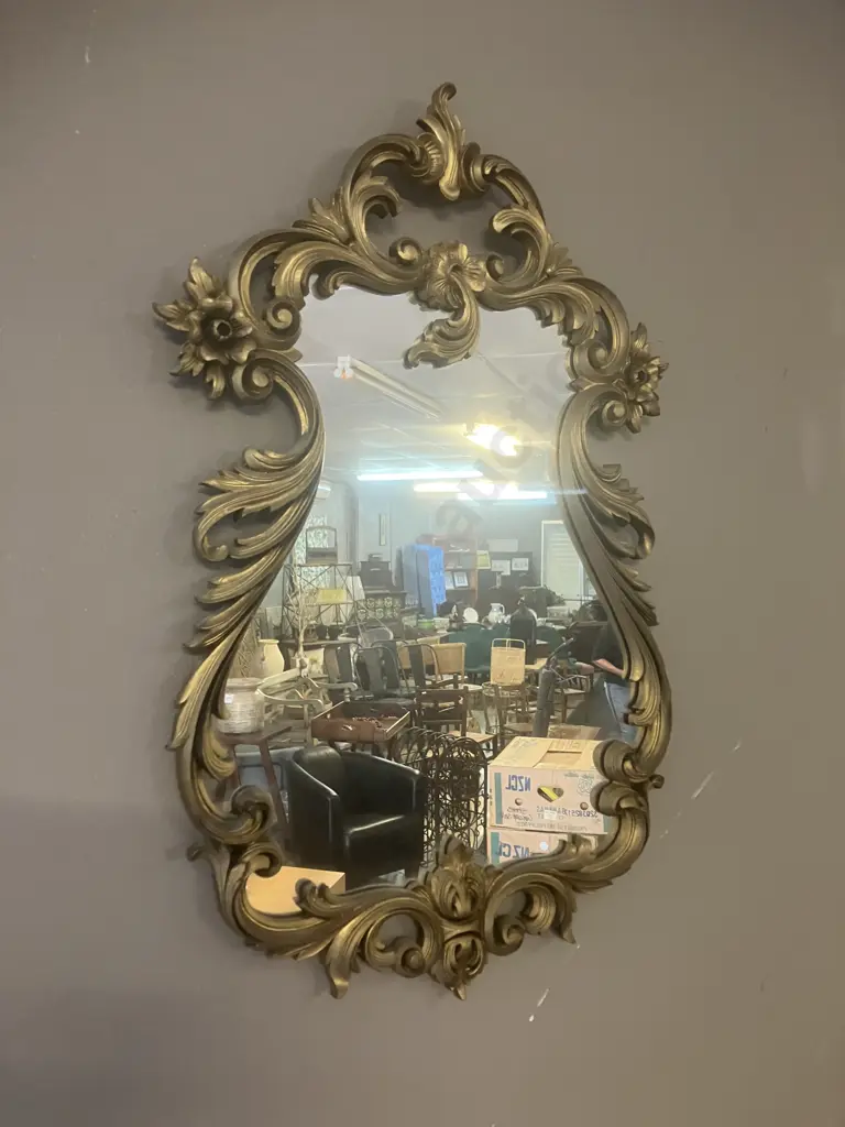 Vintage Floral Patterned Gilt Framed Wall Mirror. 61 x 38cm Image 1++