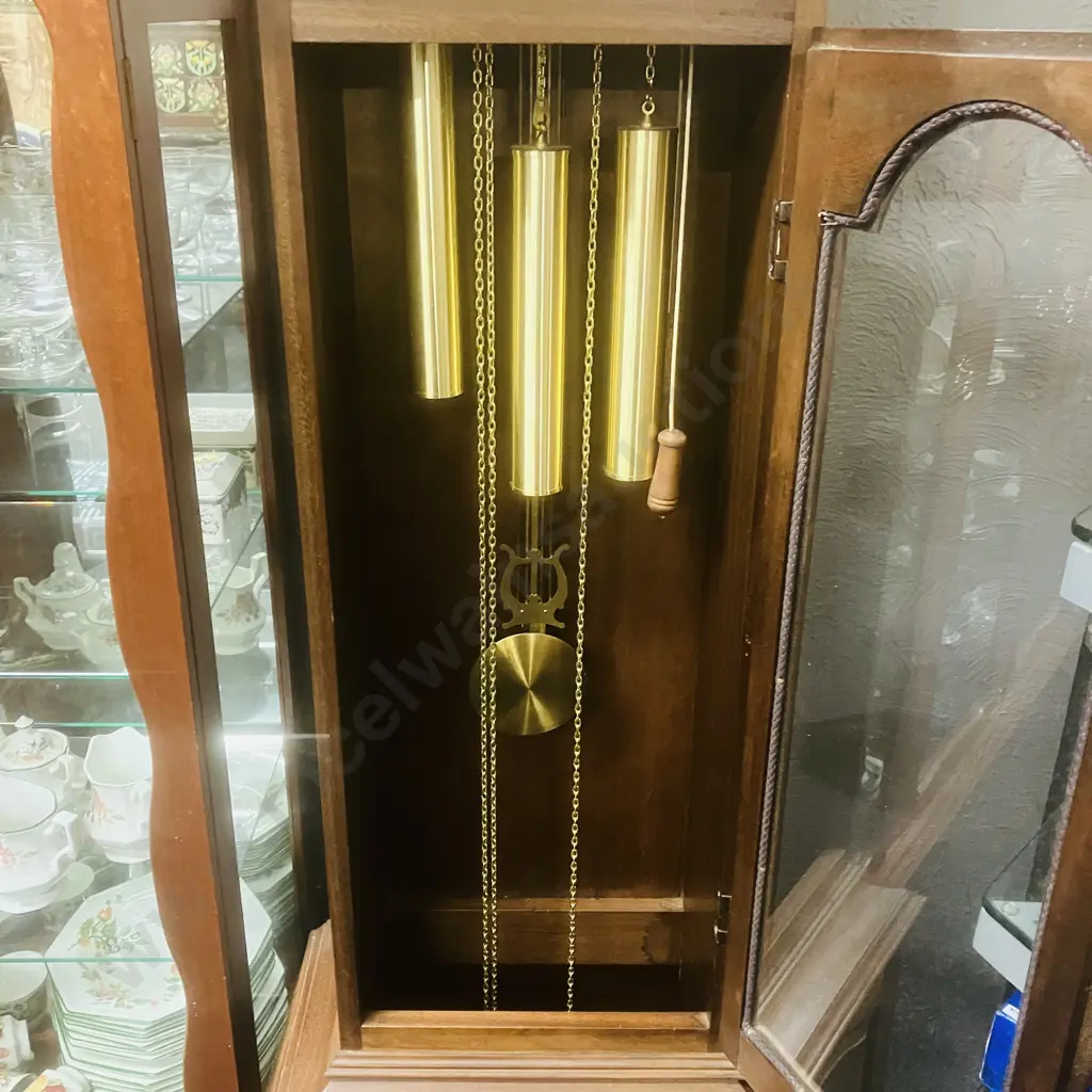 Hermle Mechanical 8-Day Triple Chime Solid Wood Grandfather Clock, Chime Silence Lever, Weight Driven. H195cm Image 1++