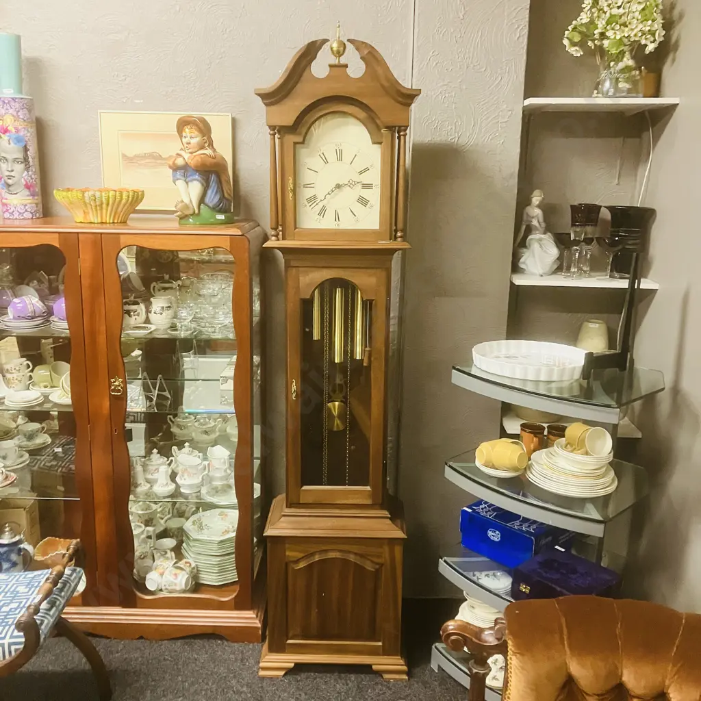 Hermle Mechanical 8-Day Triple Chime Solid Wood Grandfather Clock, Chime Silence Lever, Weight Driven. H195cm Image 1++