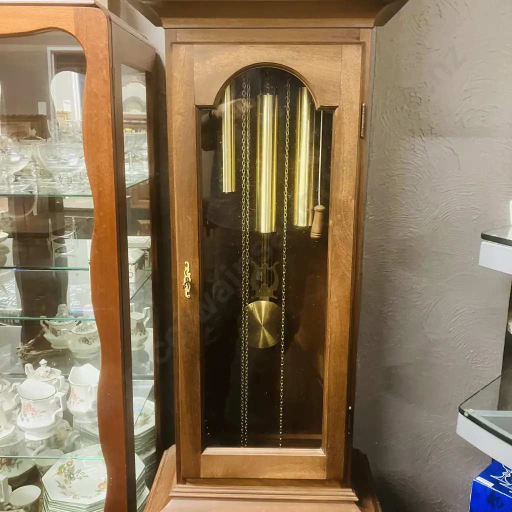 Hermle Mechanical 8-Day Triple Chime Solid Wood Grandfather Clock, Chime Silence Lever, Weight Driven. H195cm Image 1++