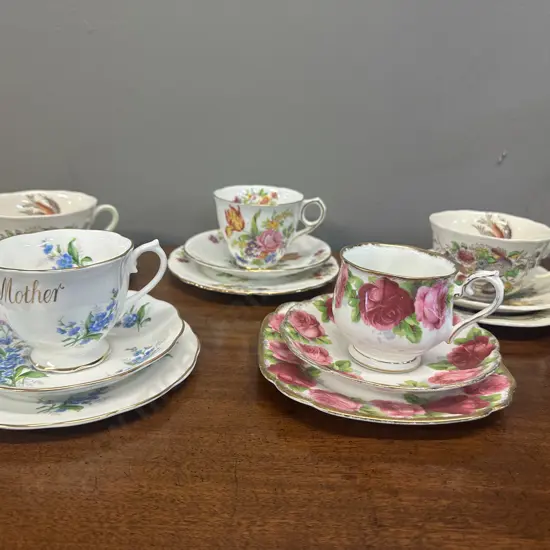 Selection Of Vintage Trios Including Royal Albert, Royal Doulton Etc