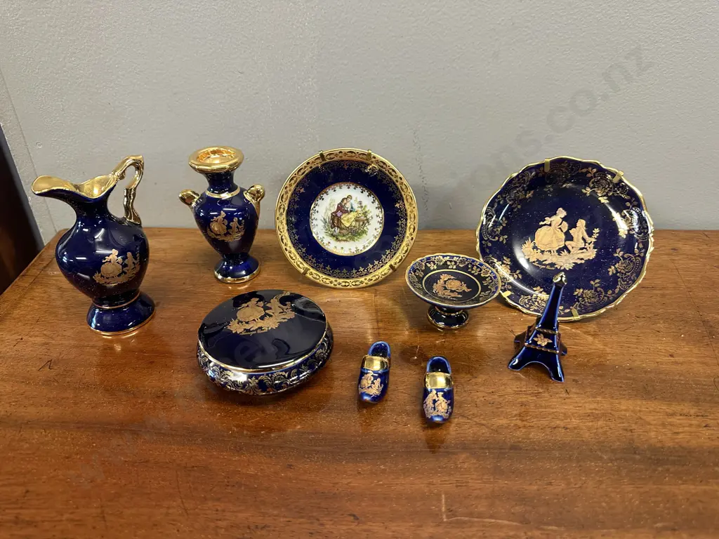 Selection Of Limoges Items Cobalt Blue With Gilding Image 1++