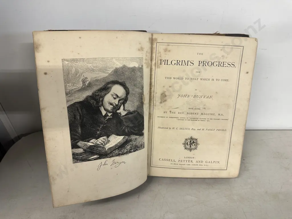 Antique Leather Bound Book "Pilgrims Progress" Image 1++