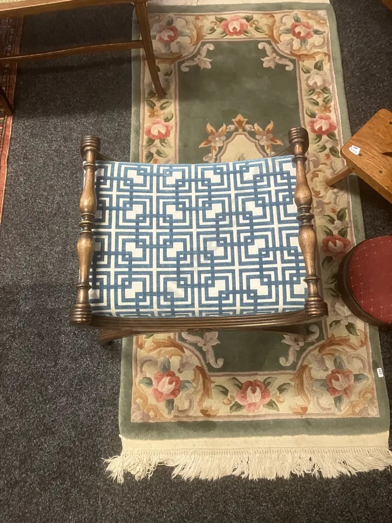 Carved Mahogany Gondola Stool. H50.5 W61 D40cm Image 1++