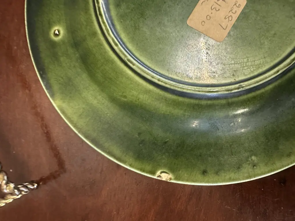 Pair Of Majolica Plates (as found) Leaf & Vine Pattern Image 1++