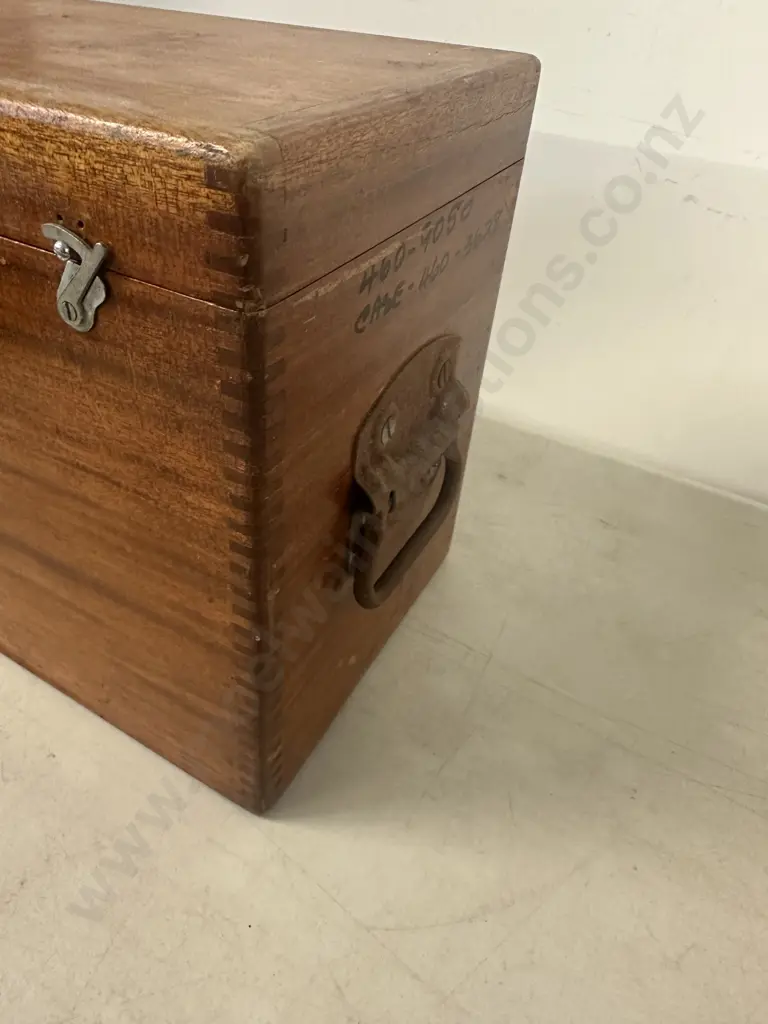 Antique Mahogany Case With Metal Handles H27.5,W32,D20.5cm. Image 1++