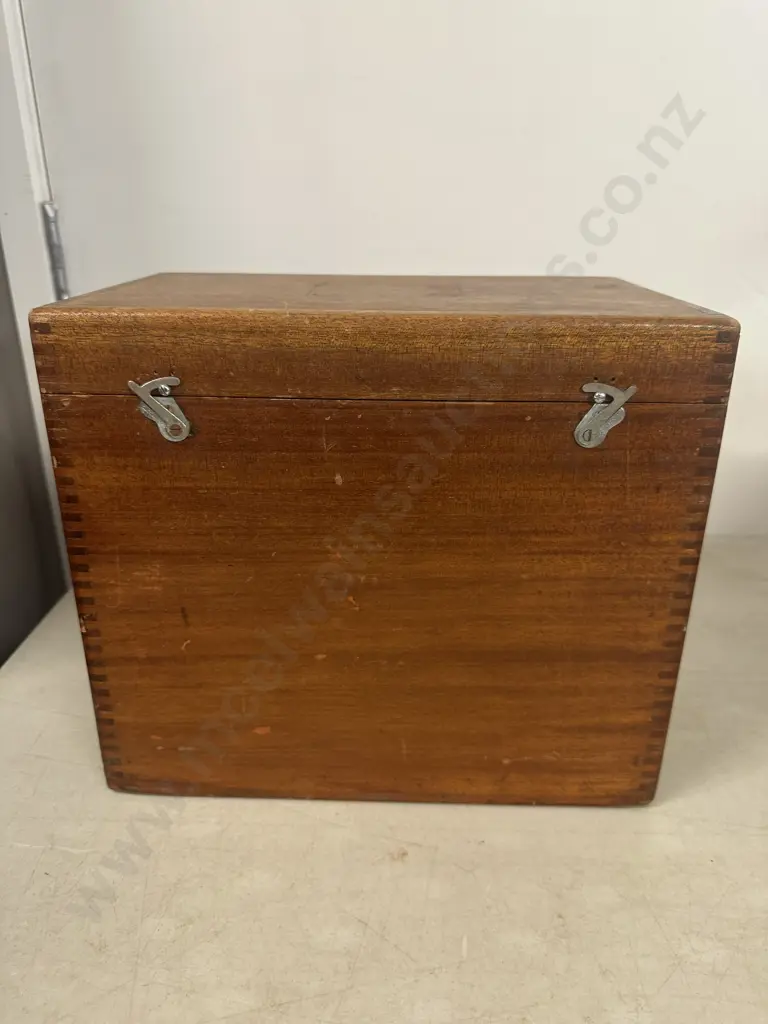 Antique Mahogany Case With Metal Handles H27.5,W32,D20.5cm. Image 1++