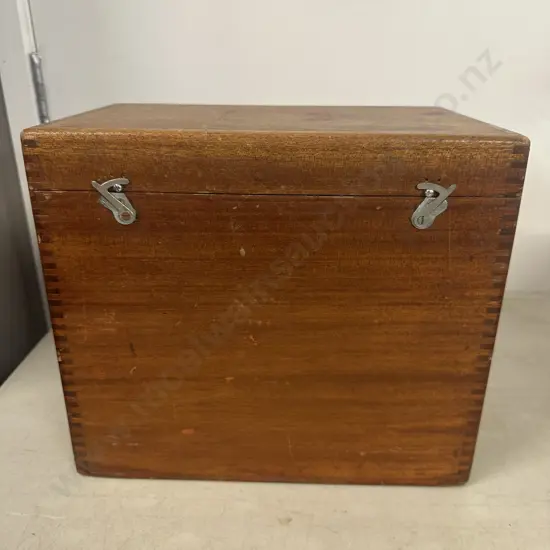 Antique Mahogany Case With Metal Handles H27.5,W32,D20.5cm.