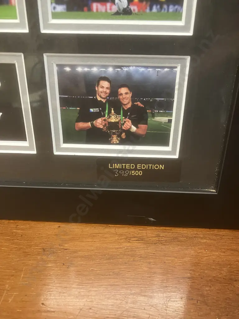 ALL BLACKS 2015 Rugby World Cup Champions Limited Edition Framed Memorabilia Print 398/500. 46 x 56cm Image 1++