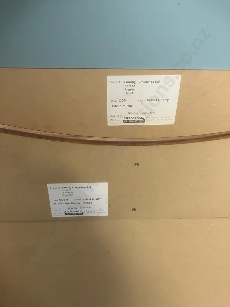 Vintage Compac Furniture Oxford 5 Drawer Dresser, Ring Handles, Velvet Cherry Finish - Ex Forlongs. H165 W101 D42cm Image 1++