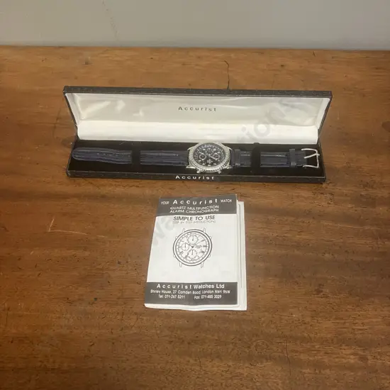 Accurist Watch Mens Vintage 1990s With Original Case & Instructions