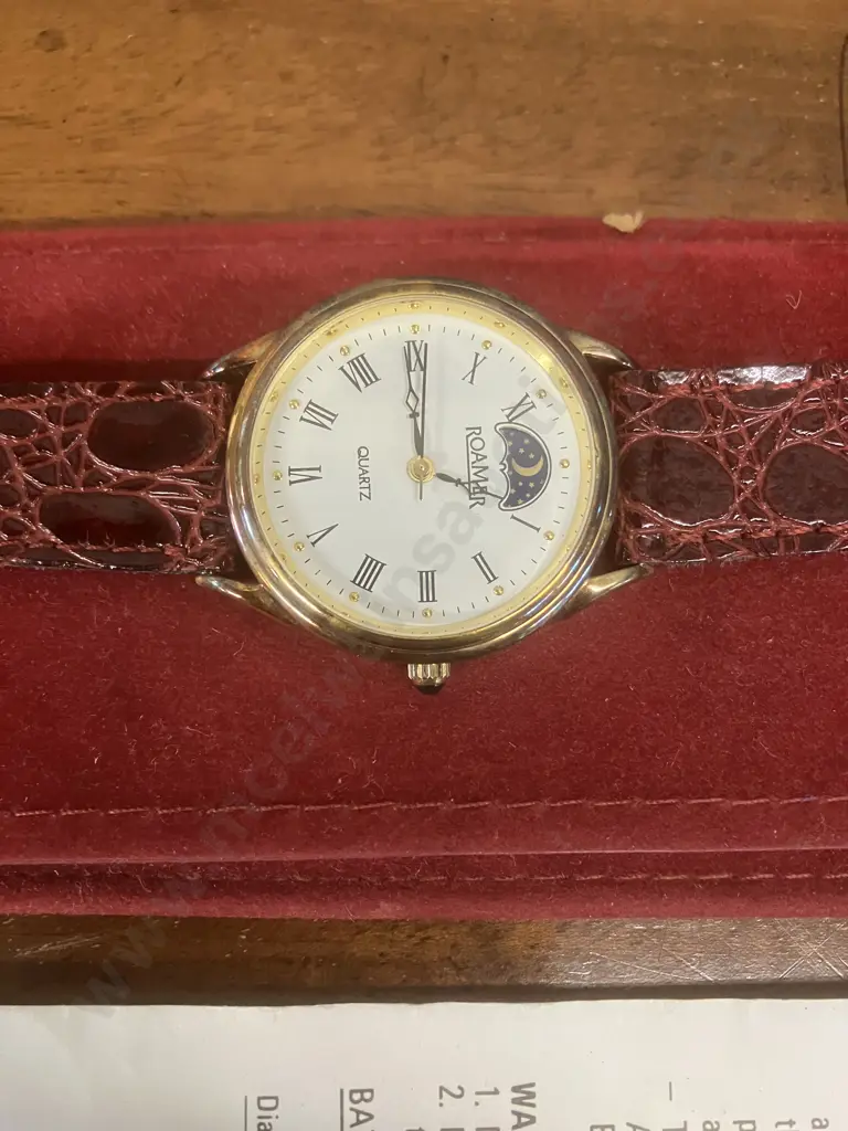 Quartz Roamer Lunar Moonphase Watch With Case & Instructions Image 1++
