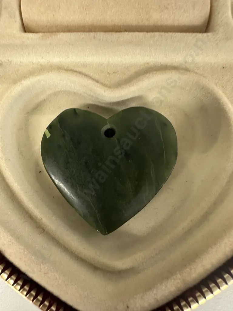 Heart Shape Greenstone Pendant Image 1++