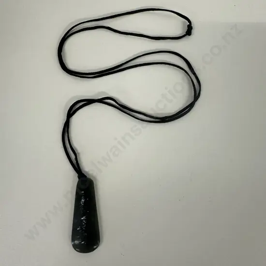 Green Stone Pendant On Cord Necklace