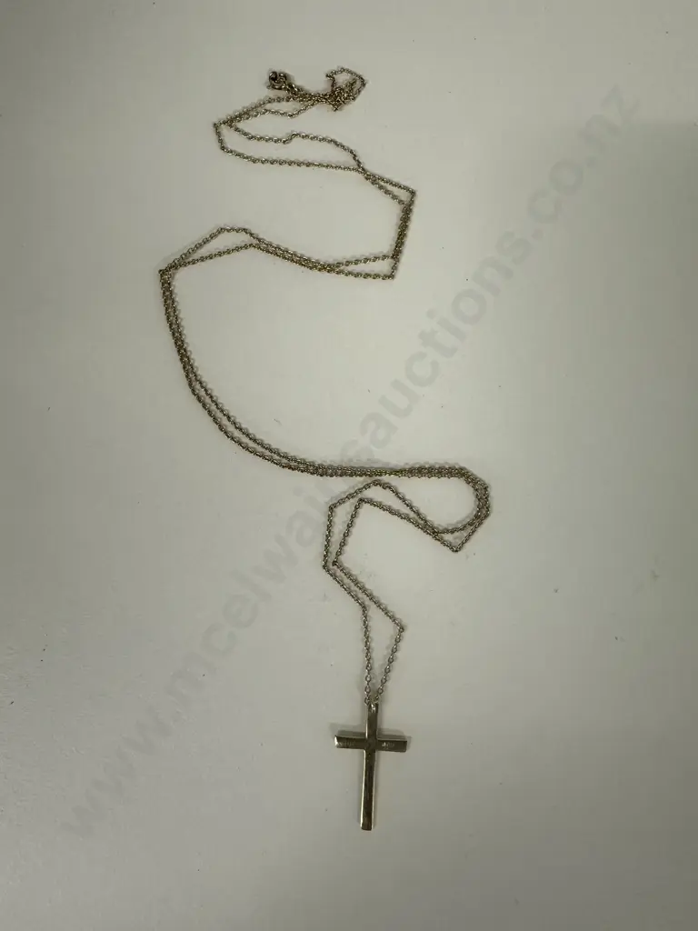 Stamped 925 Cross Pendant Necklace Image 1++