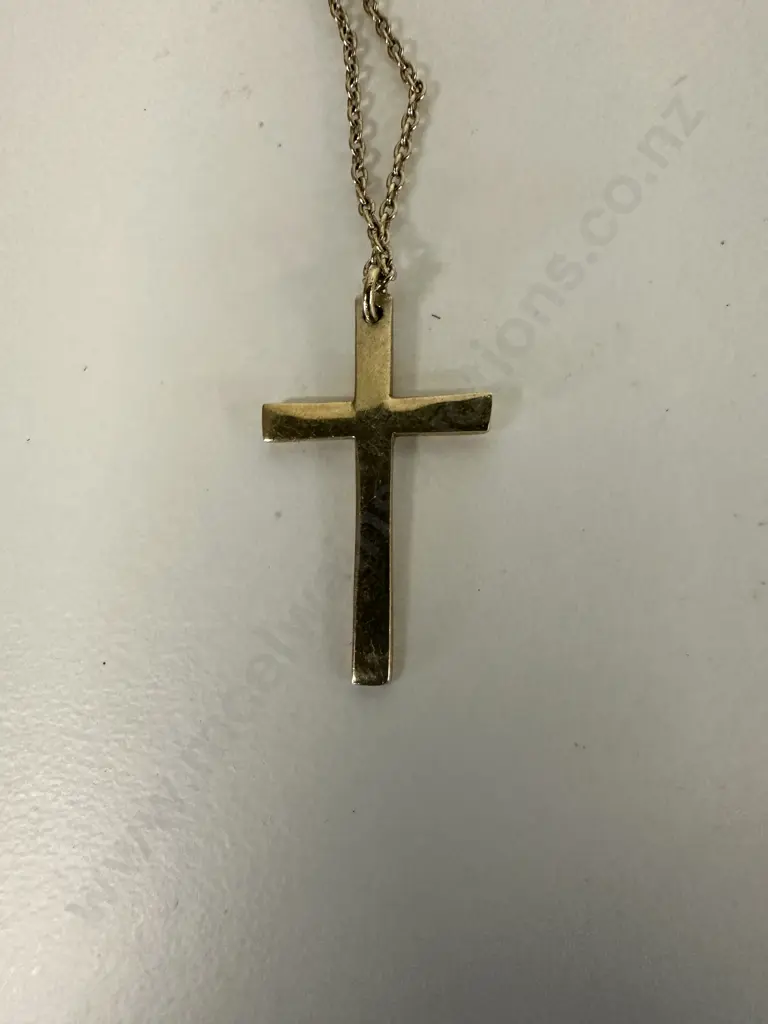 Stamped 925 Cross Pendant Necklace Image 1++