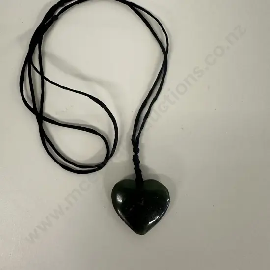 Heart Shape Greenstone Pendant Necklace