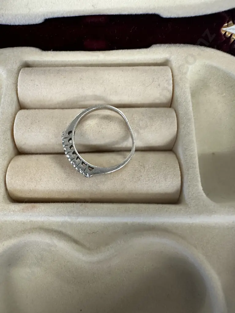 Stamped 925 Sterling Silver Ring With Clear Stones Image 1++