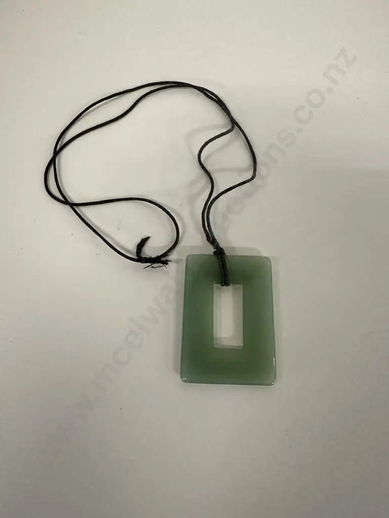 Greenstone Rectangular Pendant Necklace Image 1++