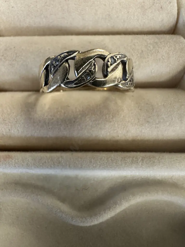 Stamped Ring With Four Clear Stones Image 1++