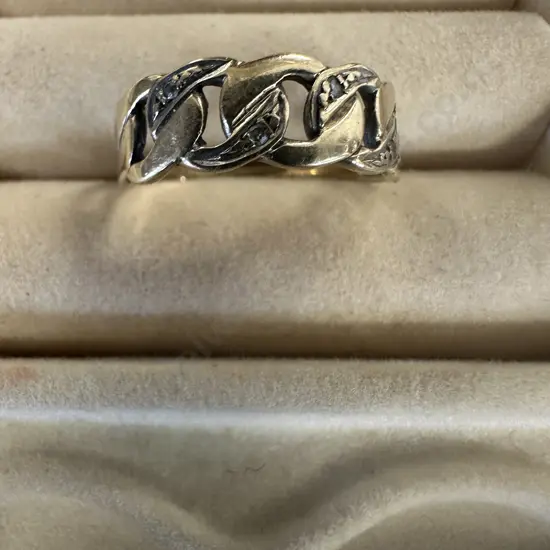 Stamped Ring With Four Clear Stones