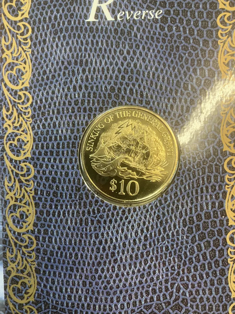 New Zealand 1996 Brilliant Uncirculated $10 Coin - Sinking Of The General Grant With Outer Sleeve & Info Card Image 1++