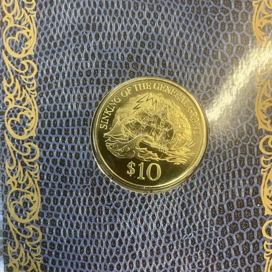 New Zealand 1996 Brilliant Uncirculated $10 Coin - Sinking Of The General Grant With Outer Sleeve & Info Card