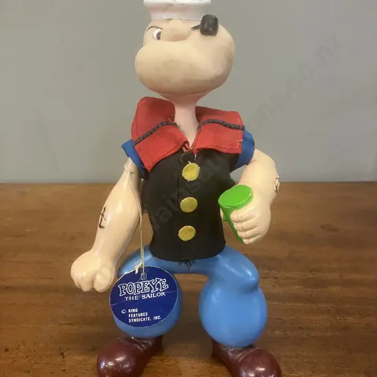 Vintage 1970s  Dakin Popeye Figure With Tag, Articulated Head, Body & Arms. H20cm
