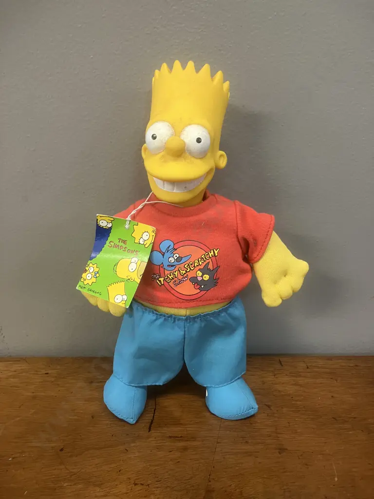 Vintage Simpsons BART SIMPSON With Itchy & Scratchy Tee With Tag - Rare Gift Rapt Figure 1996. H24cm Image 1++