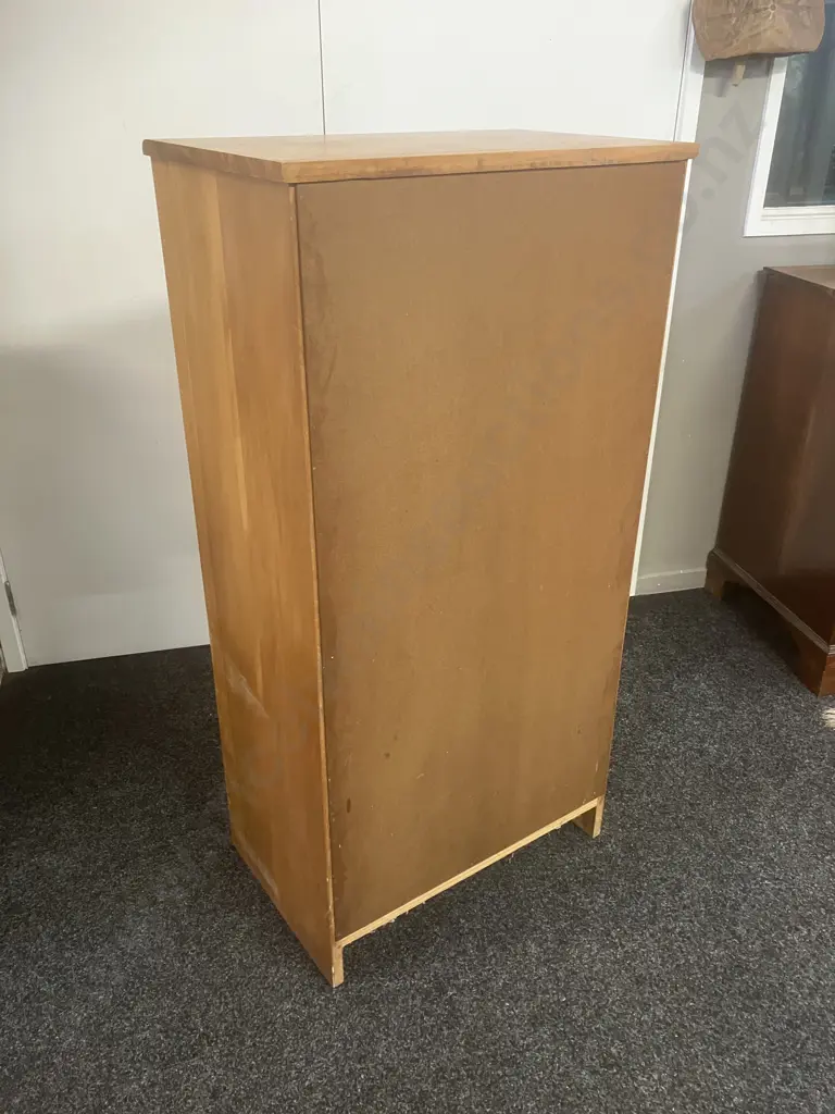 Mid-Century Rimu 6 Drawer Tallboy With Original Handles. H127.5 W64 D41cm Image 1++