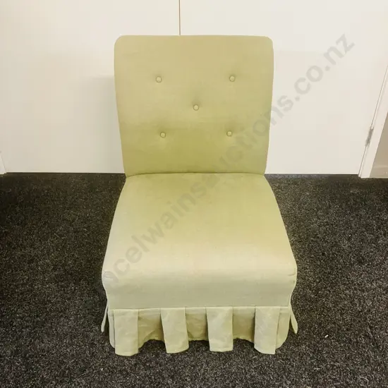 Bedroom Chair With Button Backed Green Fabric