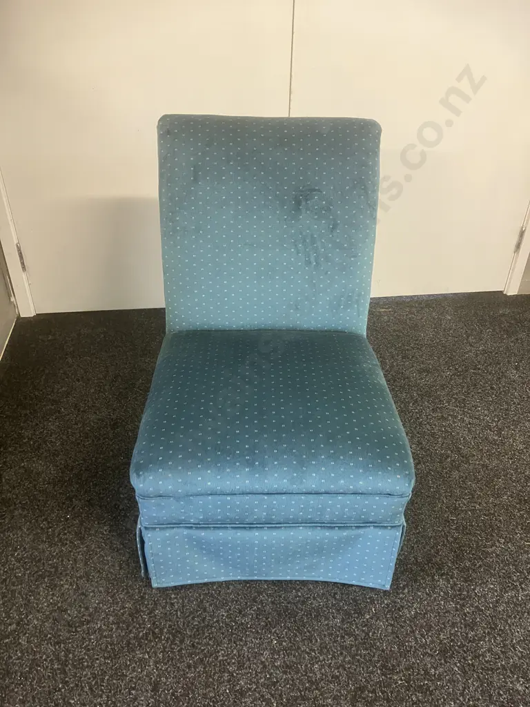 Bedroom Chair In Blue & White Fabric Image 1++