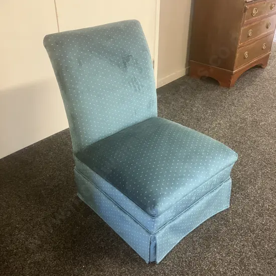 Bedroom Chair In Blue & White Fabric