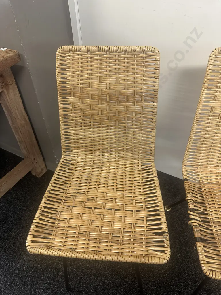 Retro Cane Chairs x3 Steel Framed Image 1++