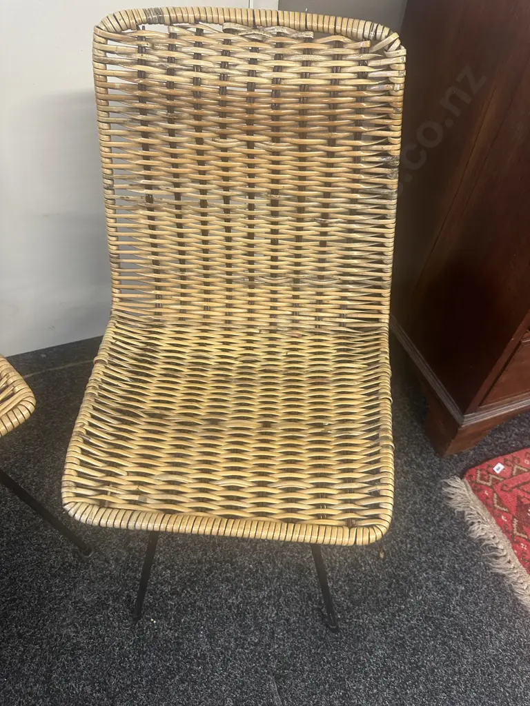 Retro Cane Chairs x3 Steel Framed Image 1++