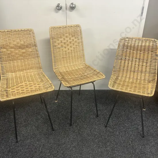 Retro Cane Chairs x3 Steel Framed